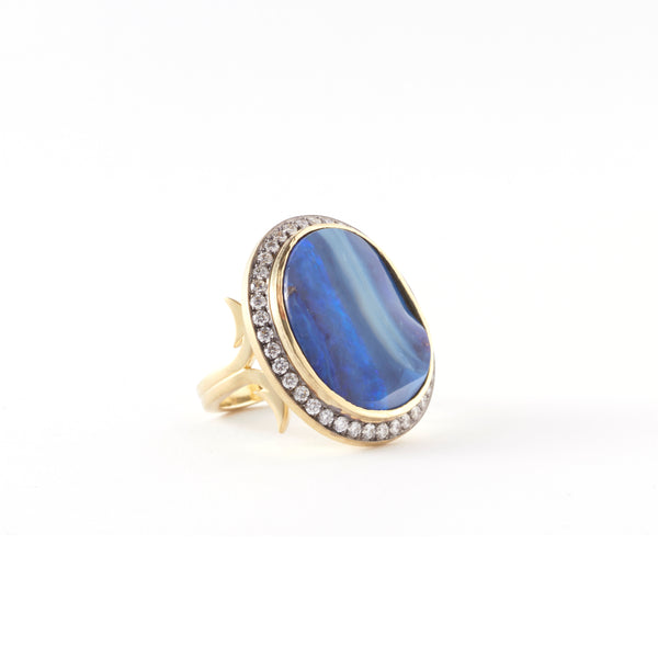 18k yellow gold opal and diamond ring by Sylva & Cie Tiny Gods