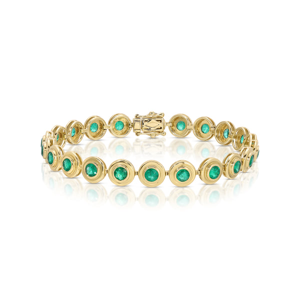 ophelia round emerald bracelet yellow gold tiny gods 