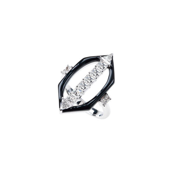 18k white gold diamond qui open marquis ring by Nikos Koulis Tiny Gods
