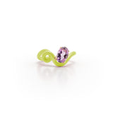 Oval amethyst vine ring with lime green enamel by Bea Bongiasca Tiny Gods