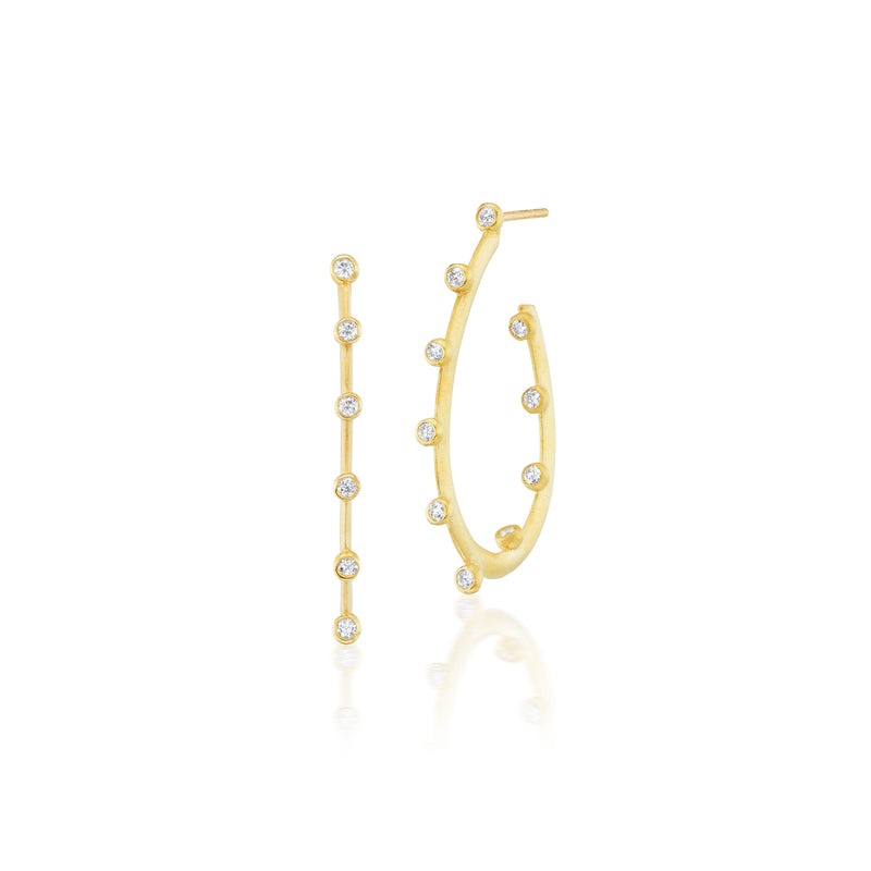 small oval hoopla earrings with diamonds by Suzy Landa Tiny Gods