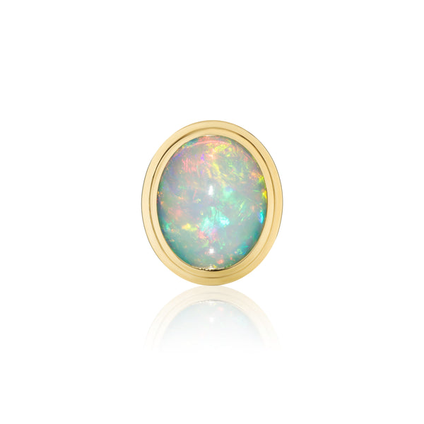 18k yellow gold oval double skin bezel opal ring by Goshwara Tiny Gods