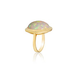 18k yellow gold double skin bezel oval opal ring by Goshwara Tiny Gods