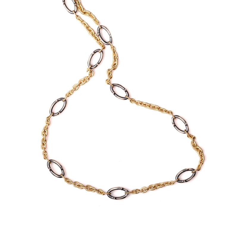 18k yellow gold and sterling silver oval link chain necklace by sylva & Cie Tiny Gods