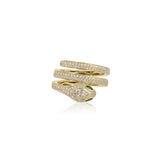 18k yellow gold pave diamond snake coil ring by Anita Ko Tiny Gods