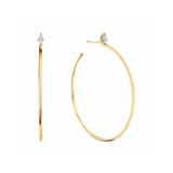 18k yellow gold large plain hoops with pear diamonds by Anita Ko Tiny Gods