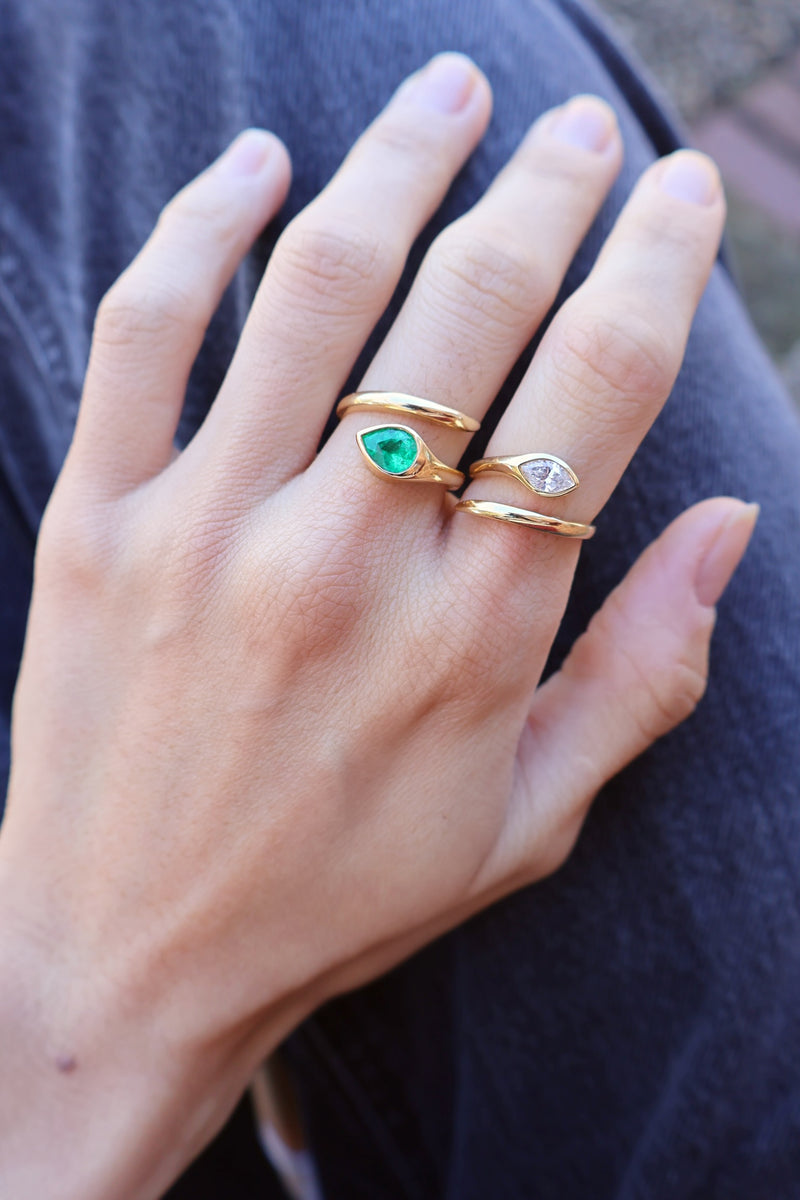 18k yellow gold jardin pear emerald snake coil ring Tiny Gods 