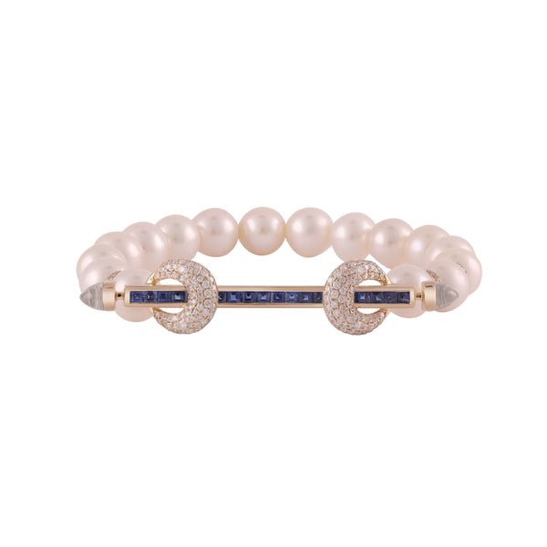 pearl and sapphire chakra bracelet Anayana tiny gods