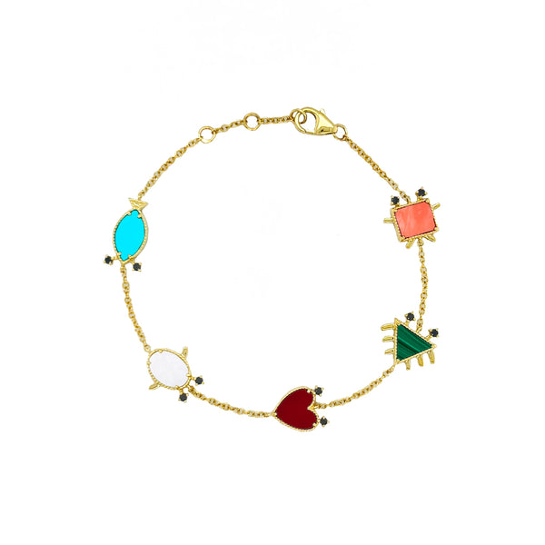 BRACELET PETIT PERSONNAGE OR J bracelet crabs Yvonne Léon tiny gods