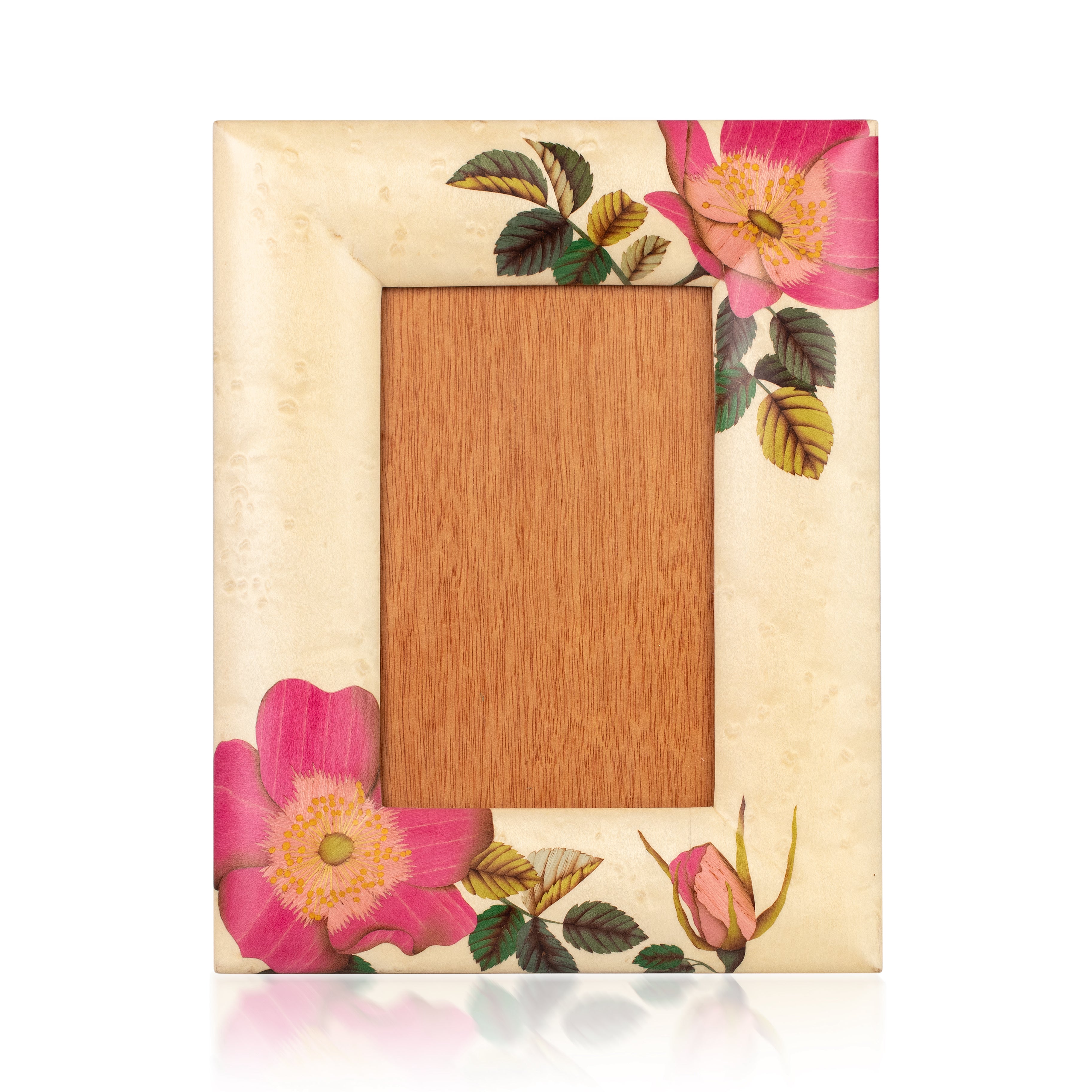 Silvia Furmanovich home collection pink flower floral  print marquetry wood cream natural wood picture frame Tiny Gods 