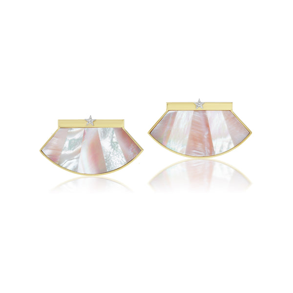 pink opal mother of pearl earrings fan Tiny gods Anna rossi