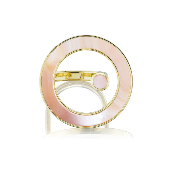 pink opal Anna rossi tiny gods mother of pearl 18k yellow gold ring 