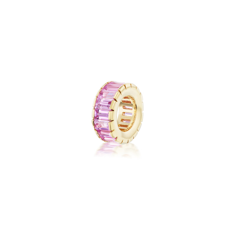 14k yellow gold pink sapphire rondelle bead spacer pendant charm by Tiny Gods