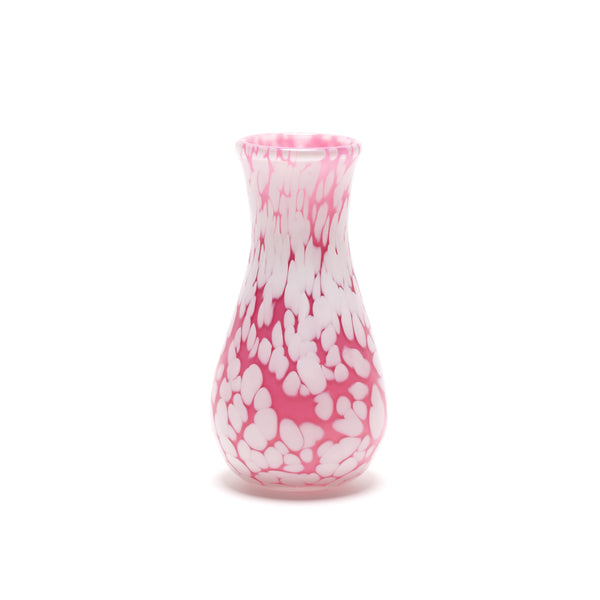 pink white spotted bud vase Paul Arnold tiny gods handblown glass vase 
