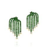 18k yellow gold pitaya emerald and diamond earrings by Sauer Tiny Gods