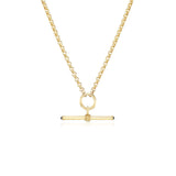 14k yellow gold plain gold t bar with blue sapphire pendant necklace by Lucy Delius Tiny Gods