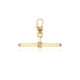 14k yellow gold blue sapphire plain gold t bar pendant with anchor special by Lucy Delius Tiny Gods