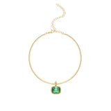 18k yellow gold Pluto green tourmaline diamond pendant choker necklace by Venyx Tiny Gods