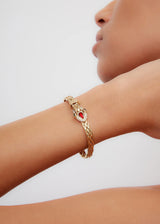 9k yellow gold snake python bracelet with red enamel by Yvonne Leon Tiny Gods