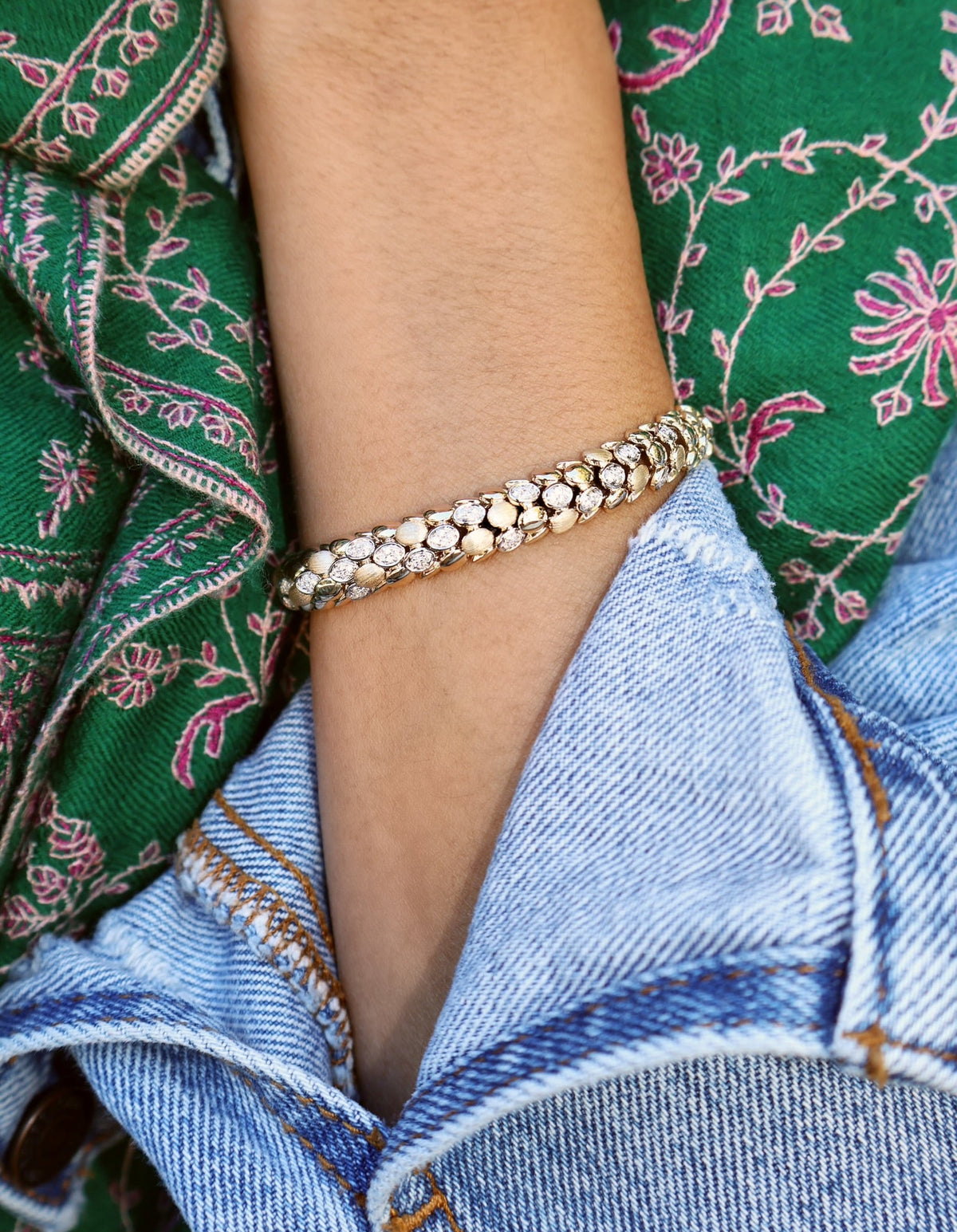 14k yellow gold diamond blossom bracelet by Rainbow K Tiny Gods
