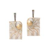 18k yellow gold rectangular white nautilus shell gold diamond earrings by Silvia Furmanovich Tiny Gods