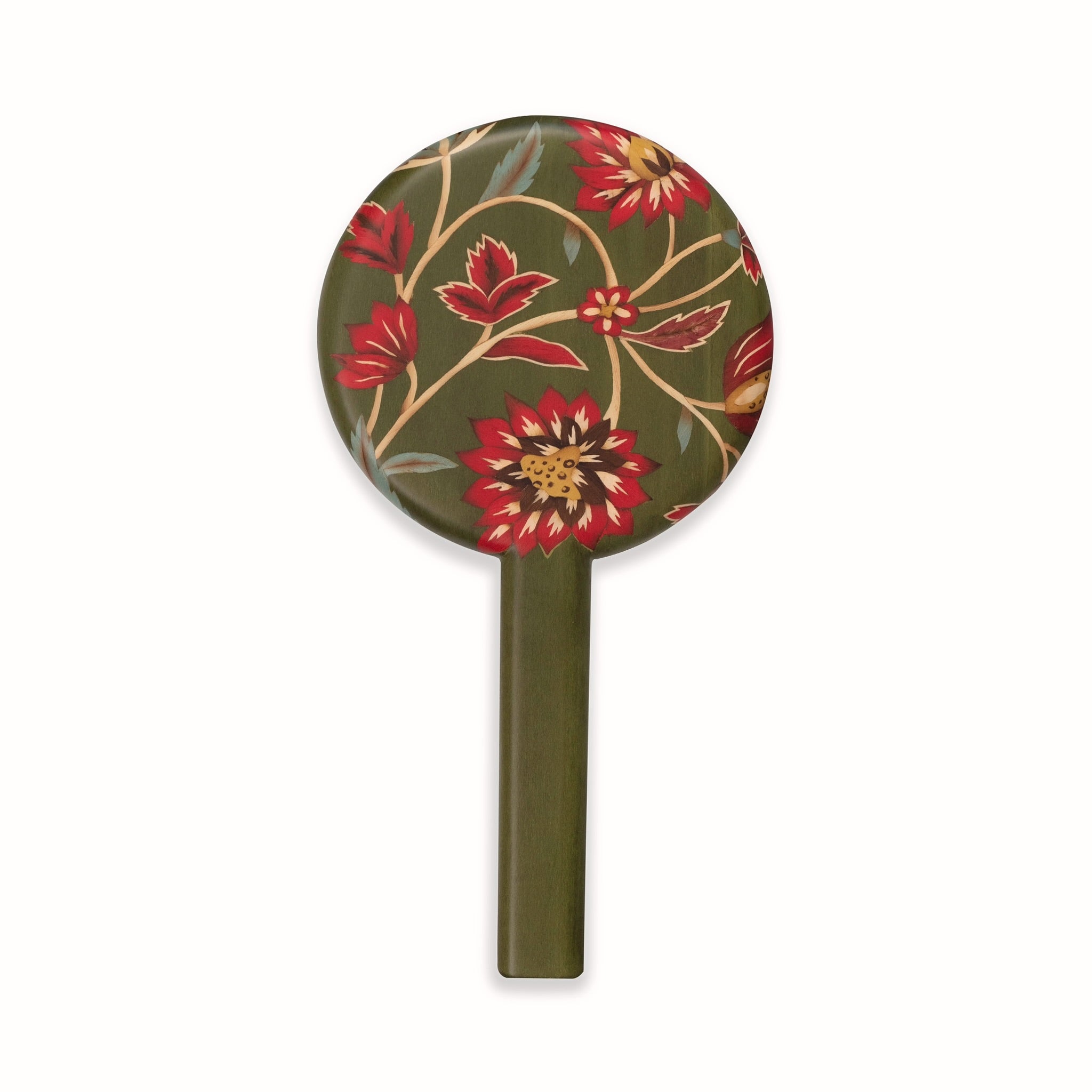 Green and red Kashmir flower print marquetry mirror by Silvia Furmanovich Home Tiny Gods 