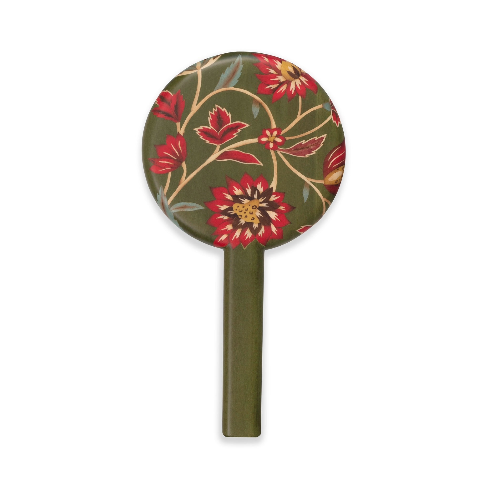 Green and red Kashmir flower print marquetry mirror by Silvia Furmanovich Home Tiny Gods 