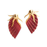 18k yellow gold red shell ear cuff earrings with diamonds by Silvia Furmanovich Tiny Gods