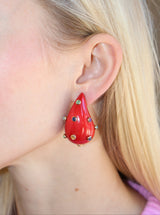 18k yellow gold red teardrop earrings with gemstones by Silvia Furmanovich Tiny Gods