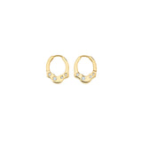 18k yellow gold reishi diamond mini earring hoops by Sauer Tiny Gods