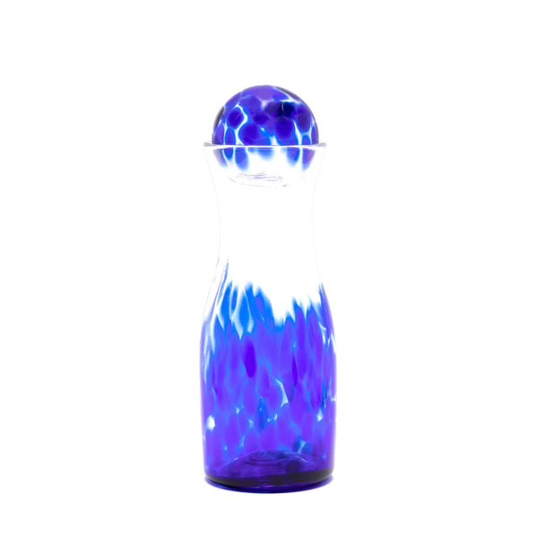 Royal blue and transparent glass spotted carafe by Paul Arnhold Tiny Gods