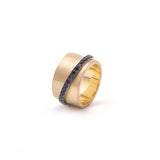 18k white and yellow gold roller ring with sapphire band by Sylva & Cie Tiny Gods