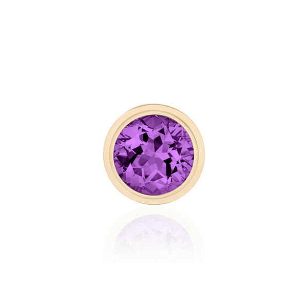 18k yellow gold round faceted amethyst purple ring by Goshwara tiny Gods