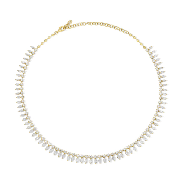 18k yellow gold round and marquis diamond shaker necklace choker by Anita Ko Tiny Gods