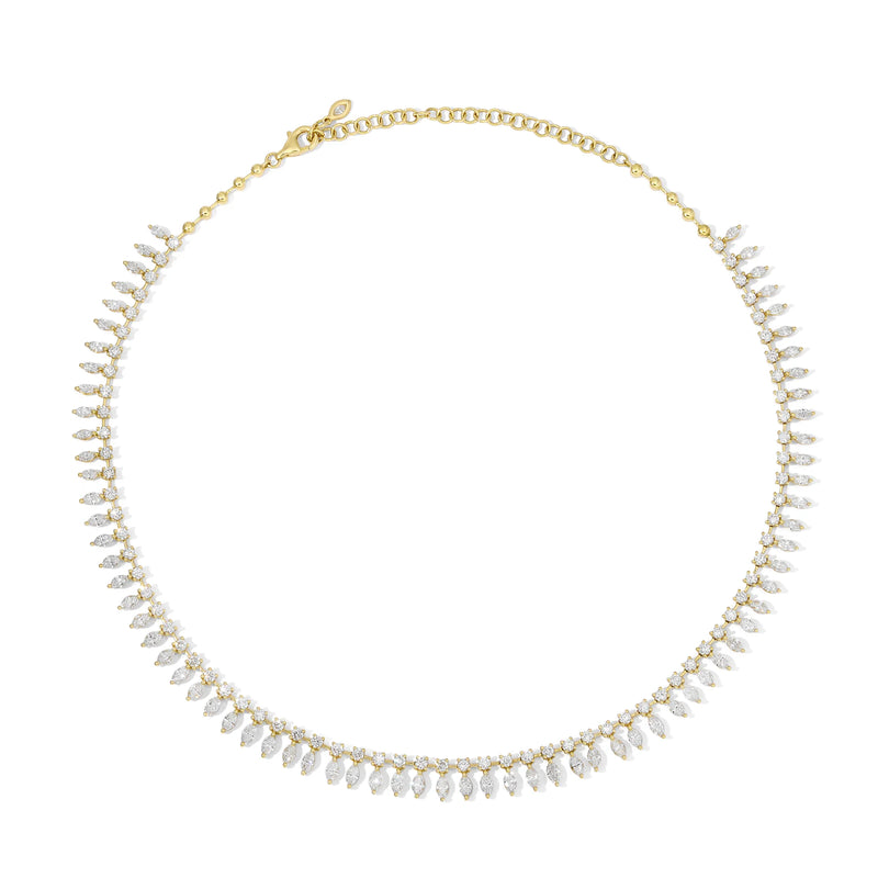 18k yellow gold round and marquis diamond shaker necklace choker by Anita Ko Tiny Gods