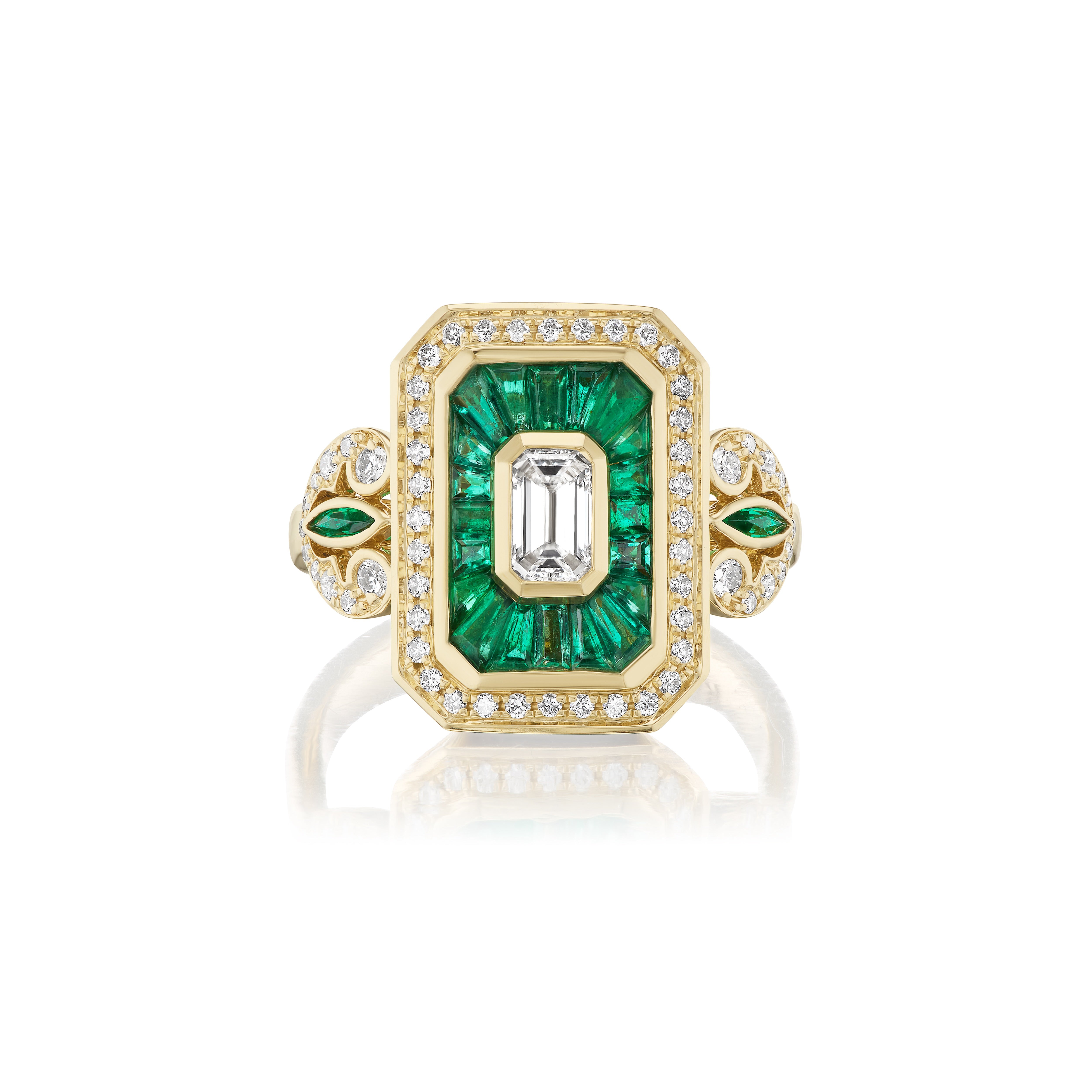 royal emerald and diamond ring yellow gold rainbow k tiny gods 