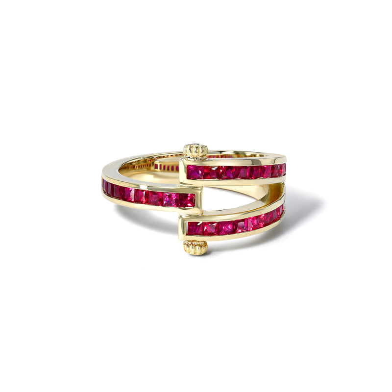 14k yellow gold ruby magna ring by Retrouvai Tiny Gods