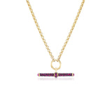 14k yellow gold ruby and black rhodium t bar pendant by Lucy Delius Tiny Gods