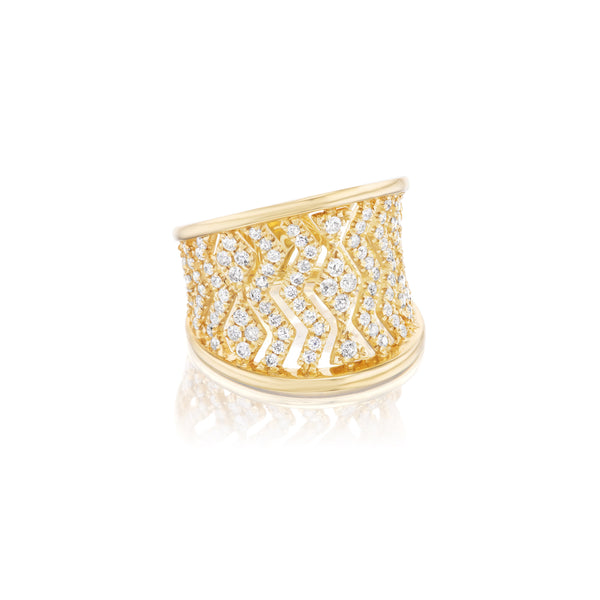 18k yellow gold diamond scintillate ring by Ruchi Tiny Gods