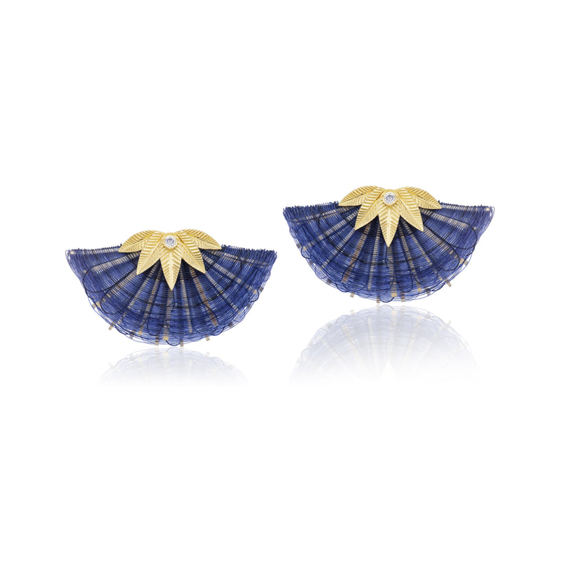 silvia furmanovich horse hair statement earrings blue tiny gods