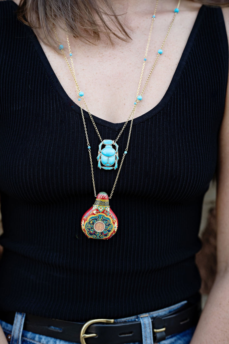 Egyptian Scarab Necklace with Turquoise