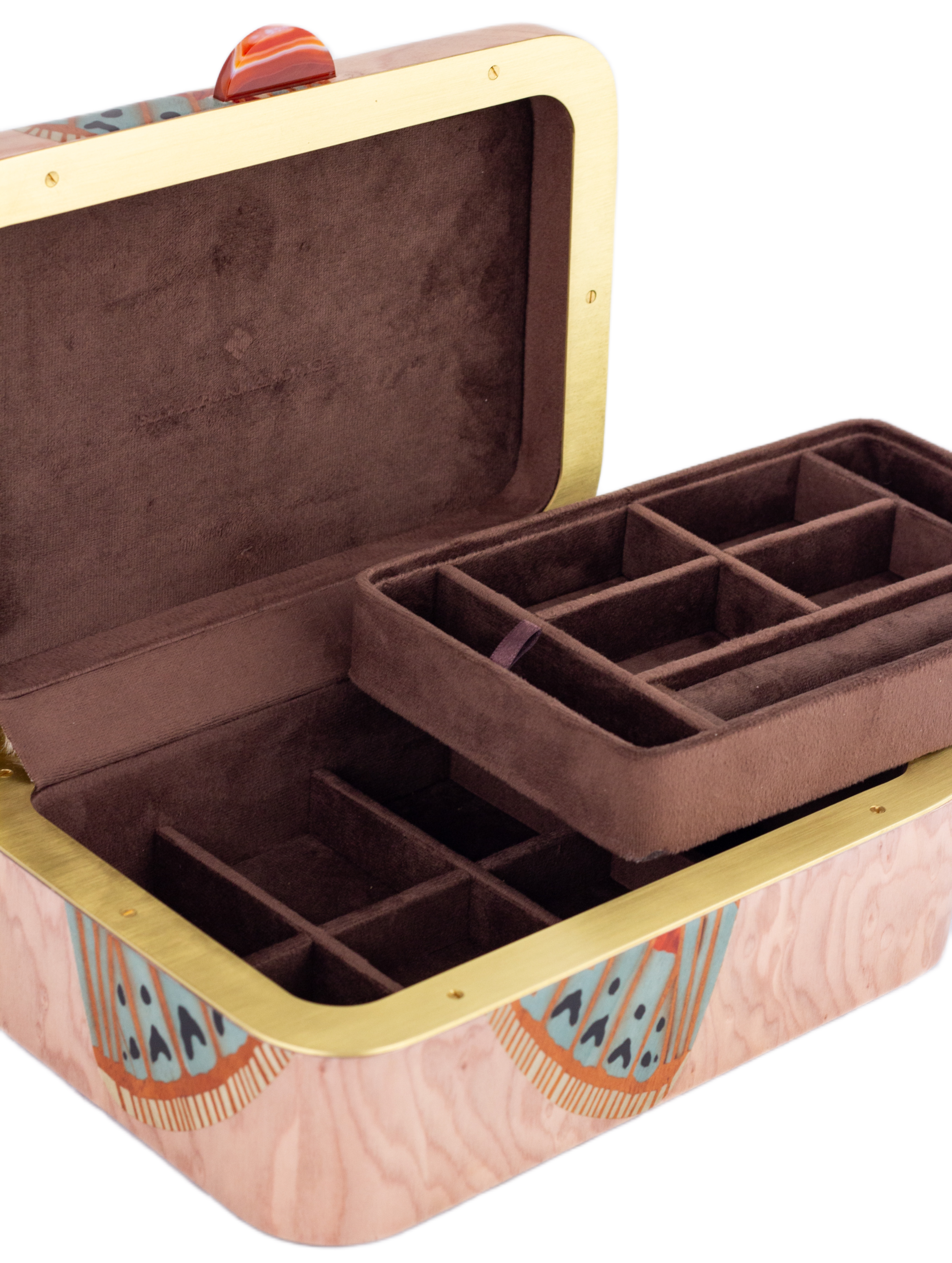 pink butterfly wooden marquetry jewelry box by Silvia Furmanovich Tiny Gods 
