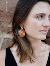 Red Obi Marquetry Earrings with Prasiolite