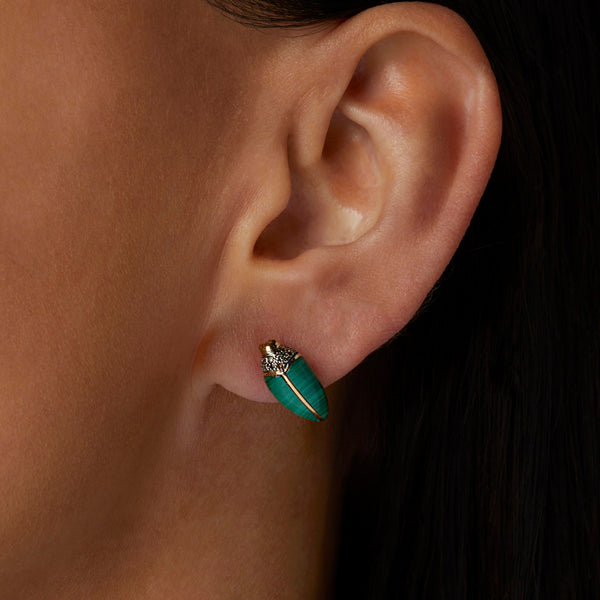 malachite mini scarab stud by Bibi van der Velden Tiny Gods