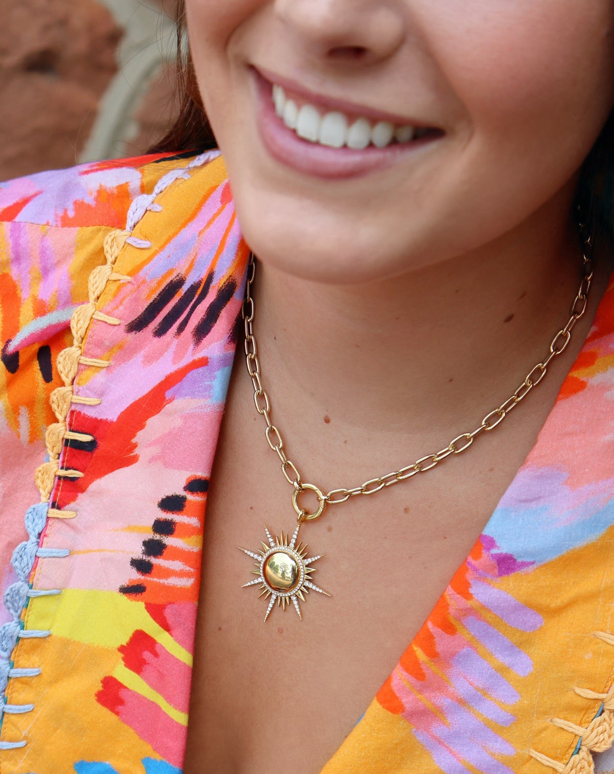 small Olivia chain pendant charm necklace tiny gods yellow gold 
