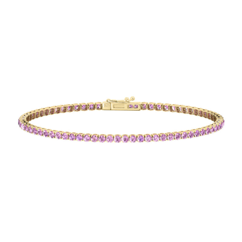 18k yellow gold small pink sapphire invisible tennis bracelet Tiny Gods