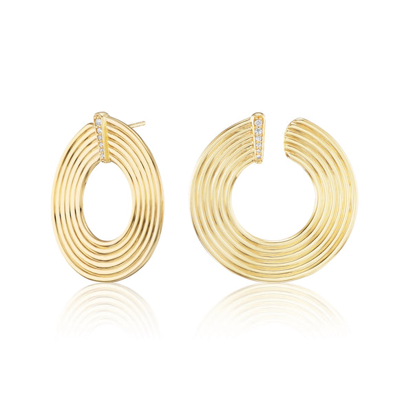 sorellina foward facing gold hoop earrings yellow gold diamonds tiny gods