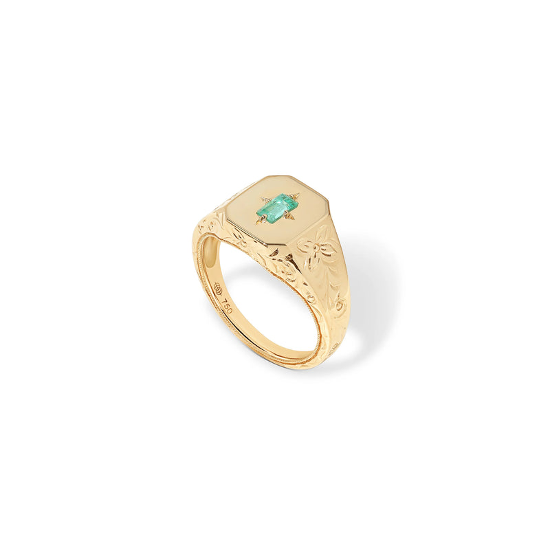 18k yellow gold Spade Warisan minor emerald signet ring by State Property Tiny Gods