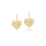 14k yellow gold paulette puff heart earrings with stars by Lauren Rubinski Tiny Gods