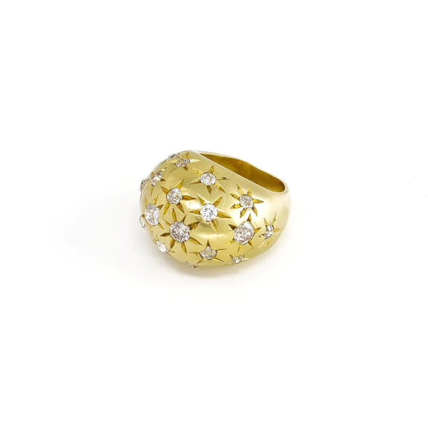 18k yellow gold diamond stardust dome ring by Jenna Blake Tiny Gods
